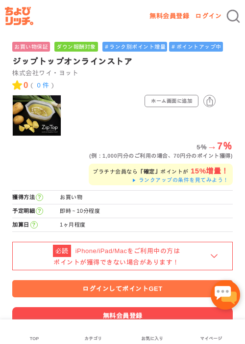 ジップトップオンラインストアの過去最高画像（ちょびリッチ・2026年5月1日）