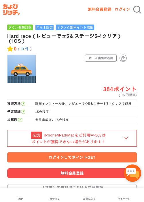 Hard race（レビューで☆5＆ステージ5‐4クリア）（iOS）の過去最高画像（ちょびリッチ・2026年5月1日）