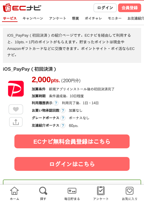 PayPayの過去最高画像（ECナビ・2026年4月14日）