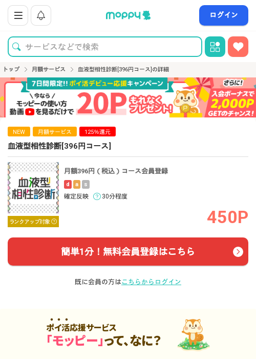 血液型相性診断の過去最高画像（モッピー・2026年3月15日）