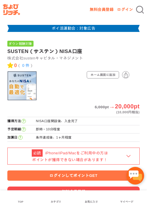 SUSTEN（サステン）NISA口座の過去最高画像（ちょびリッチ・2026年4月28日）