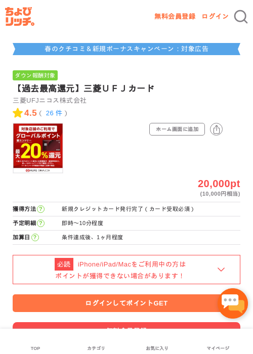 三菱UFJカードの過去最高画像（ちょびリッチ・2026年5月1日）