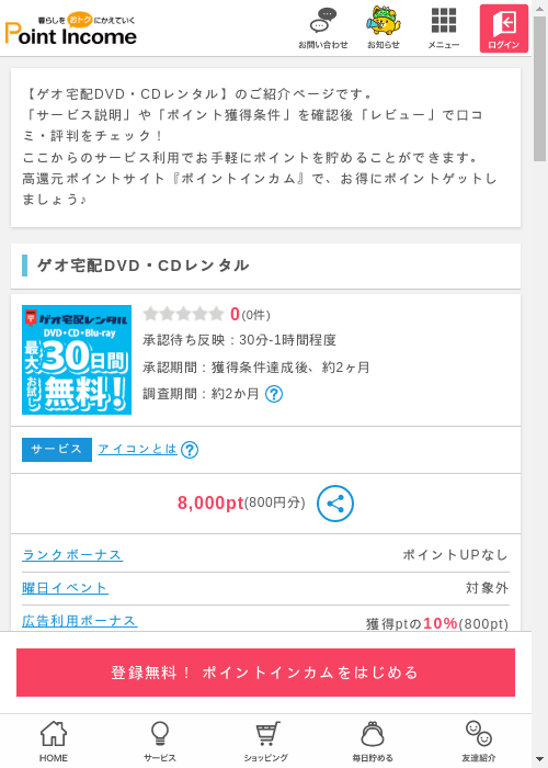 ゲオ宅配の過去最高画像（ポイントインカム・2026年3月6日）