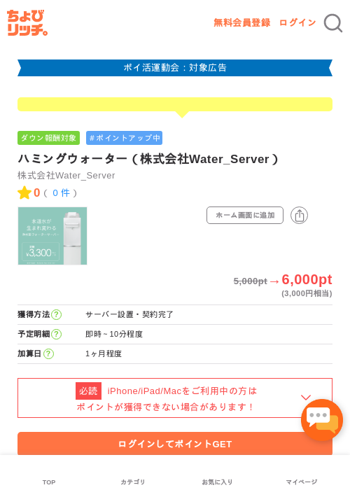 ハミングウォーター（株式会社Water_Server）の過去最高画像（ちょびリッチ・2026年4月28日）