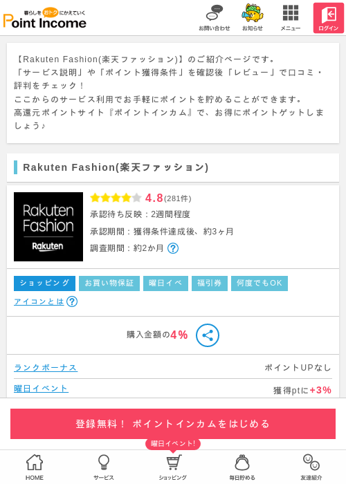 楽天ファッションの過去最高画像（ポイントインカム・2026年3月15日）