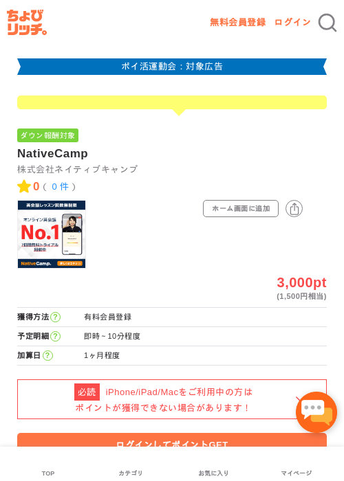 NativeCampの過去最高画像（ちょびリッチ・2026年4月28日）