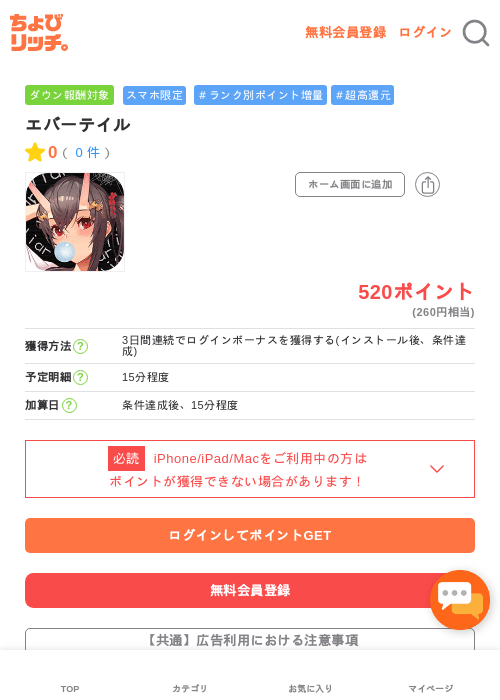 エバーテイルの過去最高画像（ちょびリッチ・2026年5月2日）