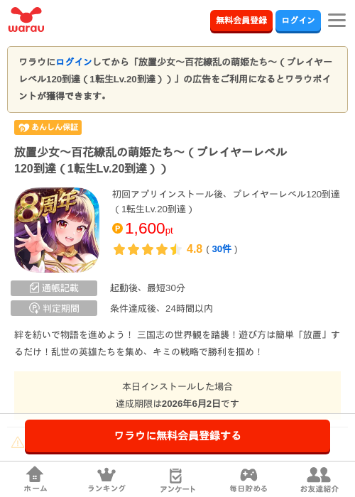 放置の過去最高画像（ワラウ・2026年4月19日）