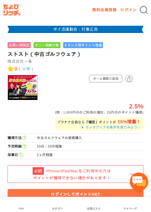 ストスト（中古ゴルフウェア）の過去最高画像（ちょびリッチ・2026年4月30日）