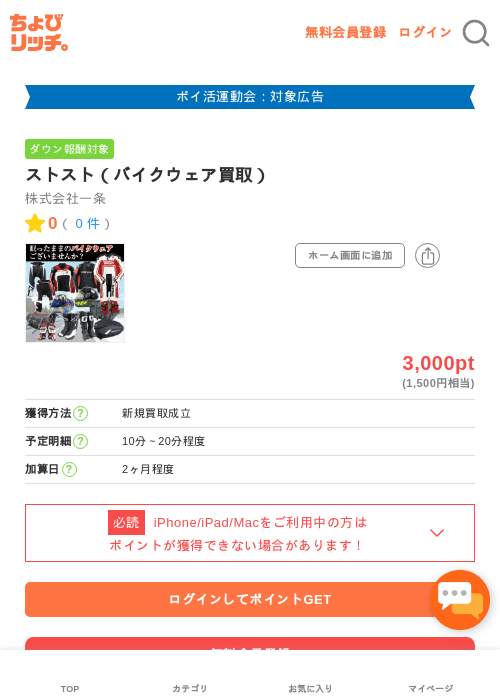 ストスト（バイクウェア買取）の過去最高画像（ちょびリッチ・2026年4月28日）