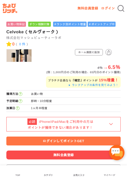 Celvoke（セルヴォーク）の過去最高画像（ちょびリッチ・2026年5月1日）