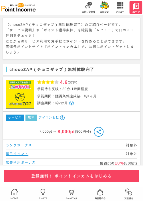 チョコの過去最高画像（ポイントインカム・2026年4月2日）