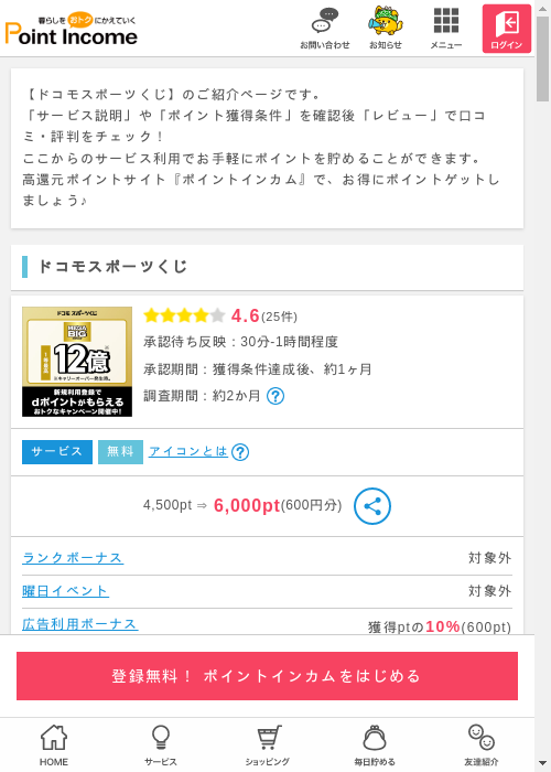 ドコモスポーツくじの過去最高画像（ポイントインカム・2026年3月6日）