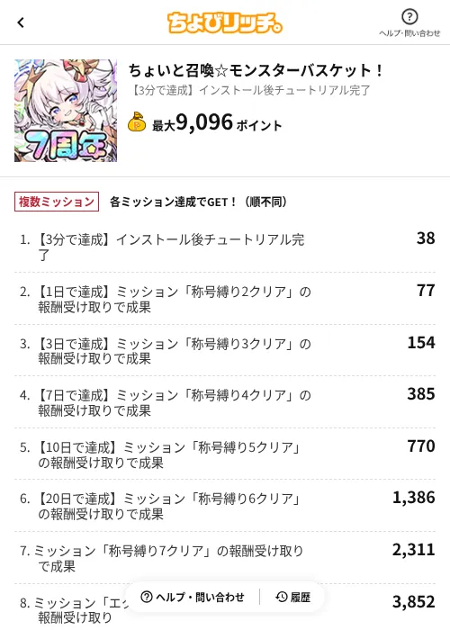 ちょいと召喚☆モンスターバスケット！の掲載記録画像（ちょびリッチ（AppDriver）・2026年9月8日）