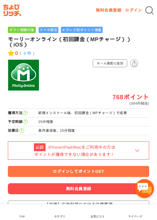 モーリーオンライン（初回課金（MPチャージ））（iOS）の過去最高画像（ちょびリッチ・2026年5月2日）