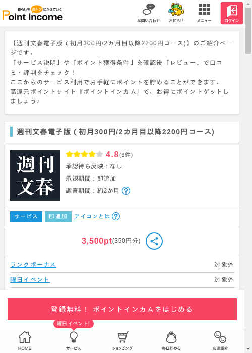 週刊文春電子版の過去最高画像（ポイントインカム・2026年3月11日）