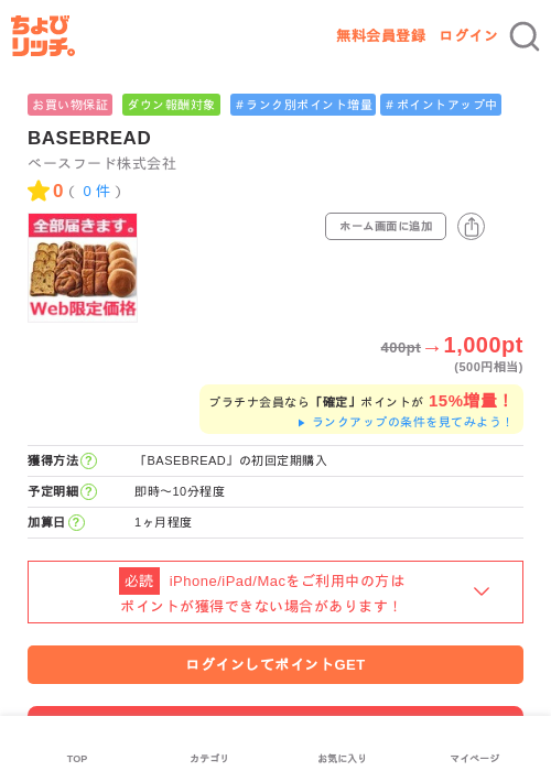 BASEBREADの過去最高画像（ちょびリッチ・2026年5月2日）