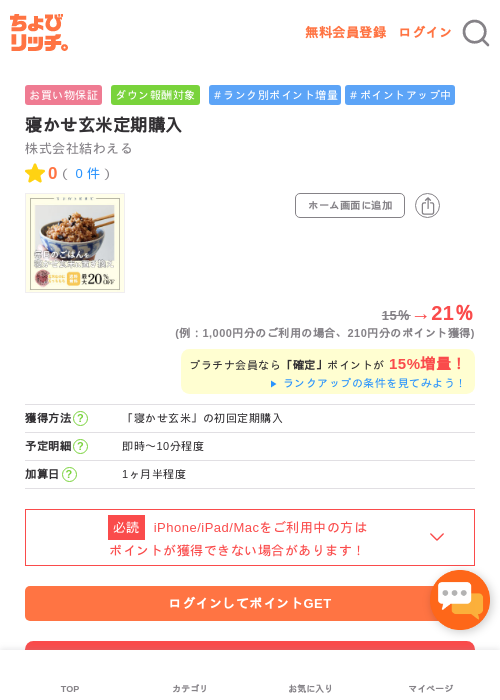 定期購入の過去最高画像（ちょびリッチ・2026年5月2日）