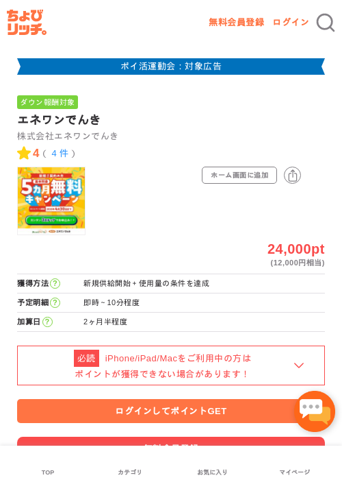 エネワンでんきの過去最高画像（ちょびリッチ・2026年4月28日）