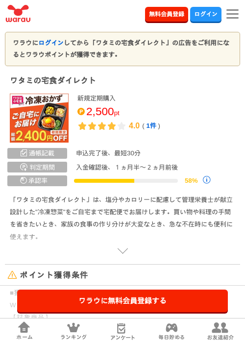 ワタミの宅食ダイレクトの過去最高画像（ワラウ・2026年4月4日）