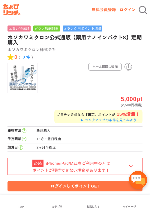 定期購入の過去最高画像（ちょびリッチ・2026年5月2日）