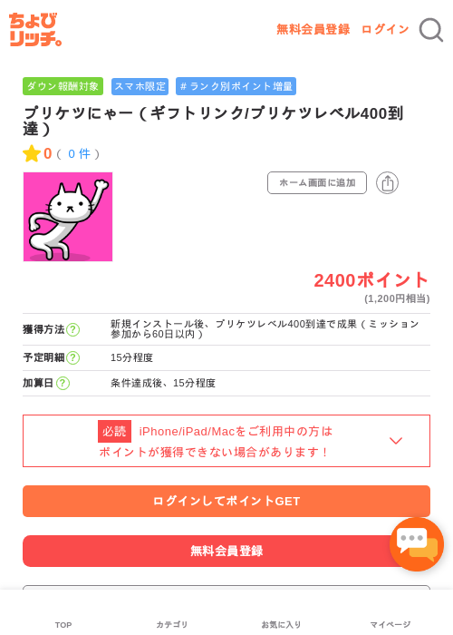 プリケツにゃー（ギフトリンク/プリケツレベル400到達）の過去最高画像（ちょびリッチ・2026年5月2日）