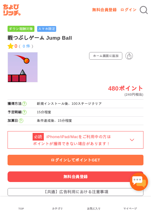暇つぶしゲーム Jump Ballの過去最高画像（ちょびリッチ・2026年5月2日）