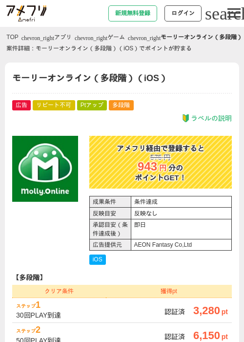 モーリーオンライン（多段階）（iOS）の過去最高画像（アメフリ・2026年5月5日）