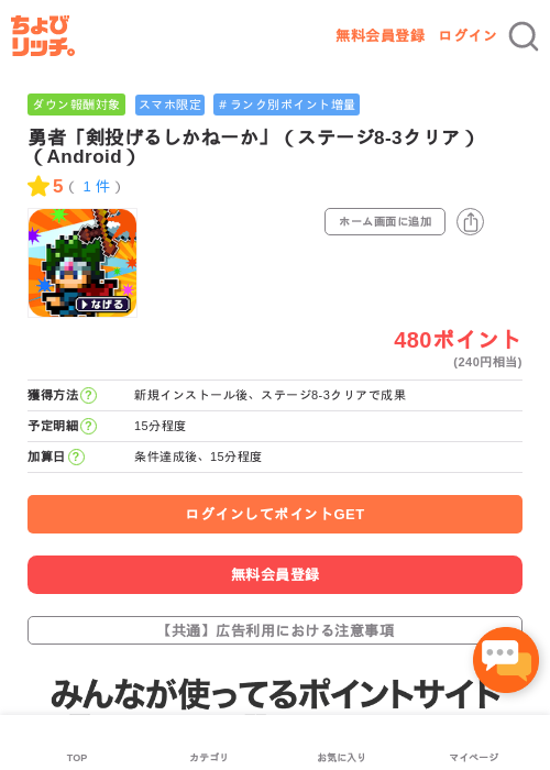 剣投げるしかねーかの過去最高画像（ちょびリッチ・2026年5月3日）