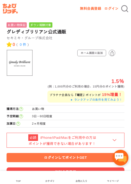 グレディブリリアン公式通販の過去最高画像（ちょびリッチ・2026年5月1日）