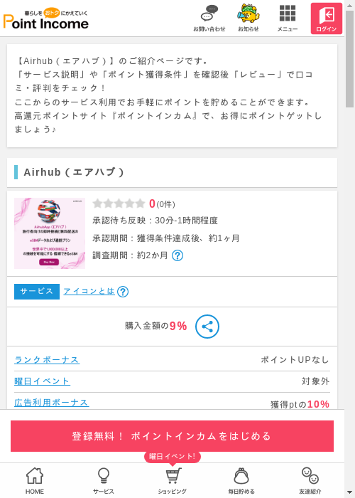Airhub（エアハブ）の過去最高画像（ポイントインカム・2026年3月8日）