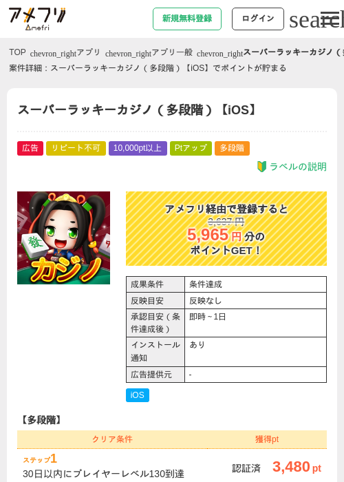 スーパーラッキーカジノ（多段階）【iOS】の過去最高画像（アメフリ・2026年5月2日）