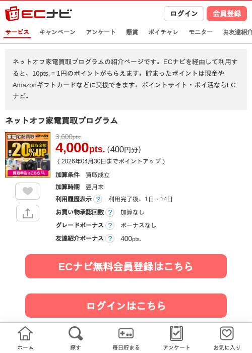 ネットオフ 買取の過去最高画像（ECナビ・2026年4月21日）