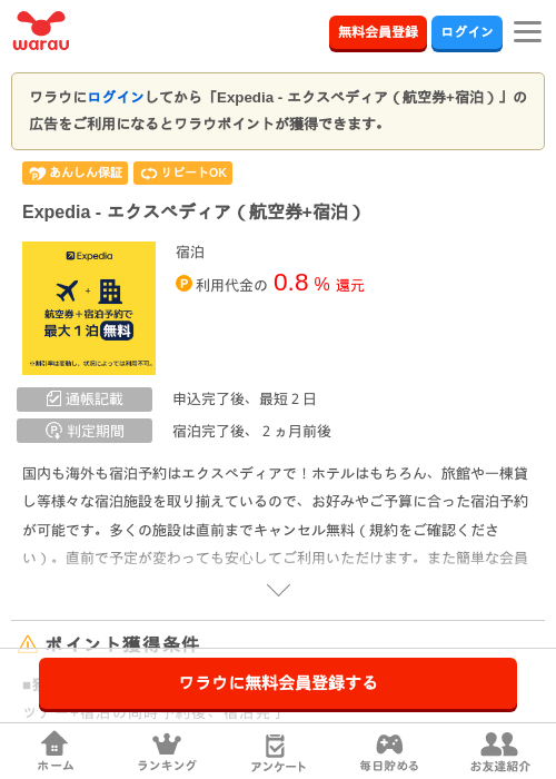 エクスペディア 航空券の過去最高画像（ワラウ・2026年4月4日）