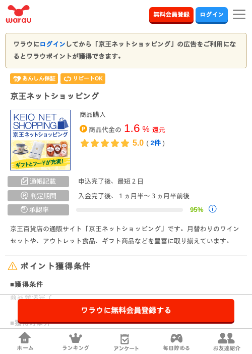 京王ネットショッピング の過去最高画像（ワラウ・2026年3月29日）