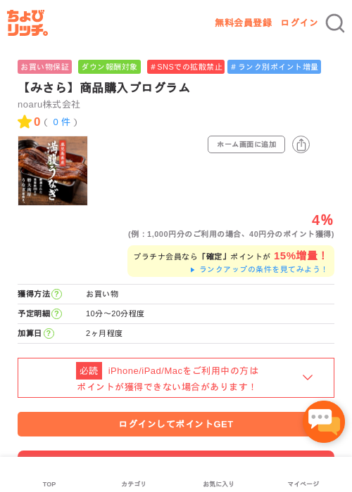 【みさら】商品購入プログラムの過去最高画像（ちょびリッチ・2026年5月1日）