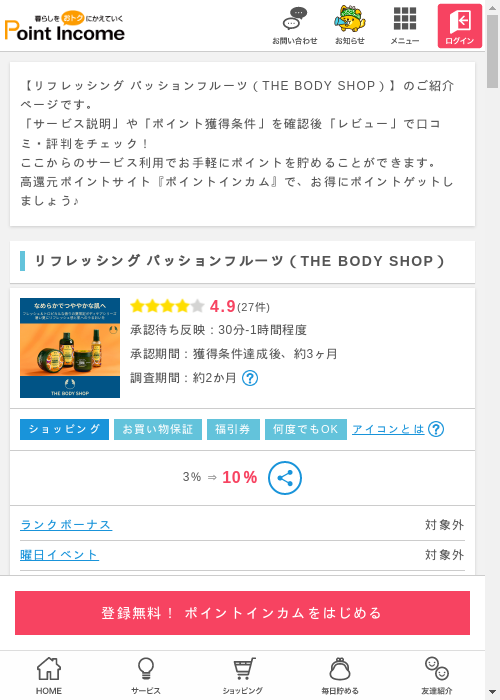 THE BODY SHOPの過去最高画像（ポイントインカム・2026年3月6日）