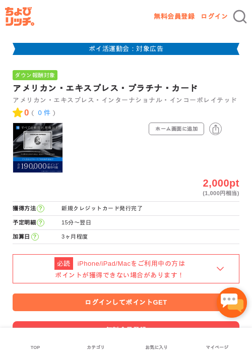アメックスの過去最高画像（ちょびリッチ・2026年4月30日）