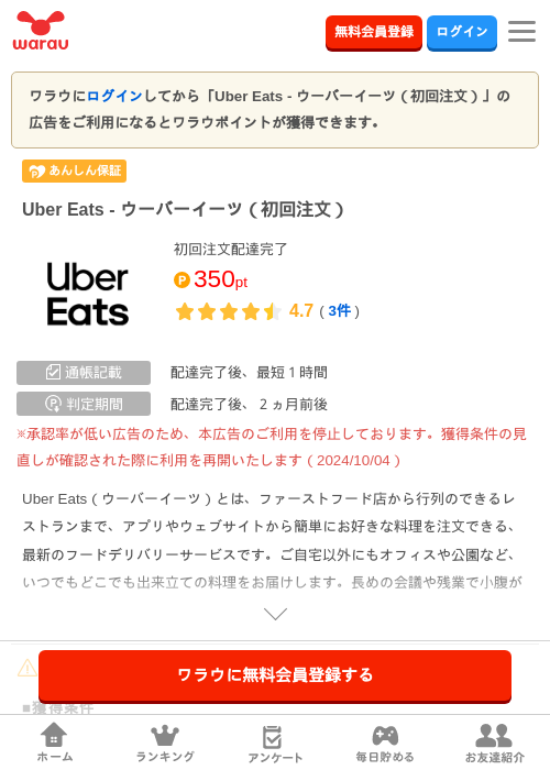 Uber Eatsの過去最高画像（ワラウ・2026年3月31日）