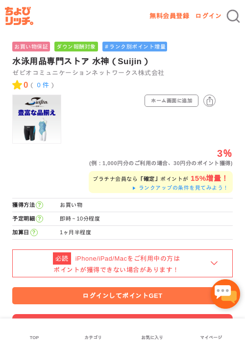 水泳用品専門ストア 水神（Suijin）の過去最高画像（ちょびリッチ・2026年5月1日）