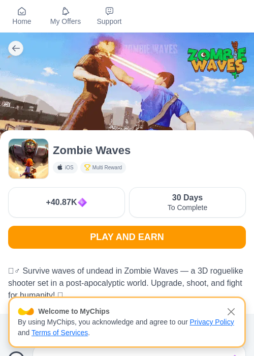 Zombie Wavesの過去最高画像（モッピー（myChips）・2026年6月6日）