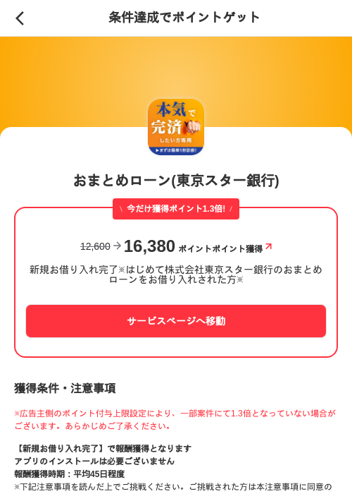 おまとめローン(東京スター銀行)の過去最高画像（メルカリ（ポイントゲット）・2026年6月1日）