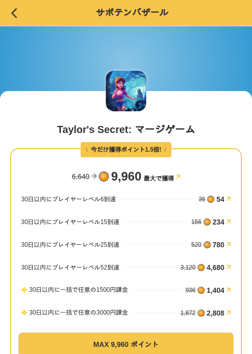 Taylor's Secret: マージゲームの掲載記録画像（MIKOSHI（SKYFLAG）・2026年8月23日）