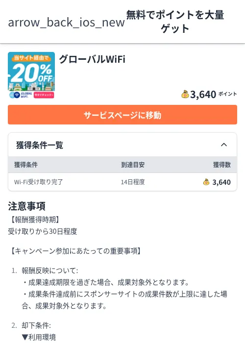 グローバルWiFiの過去最高画像（ちょびリッチ（Zucks）・2026年6月5日）