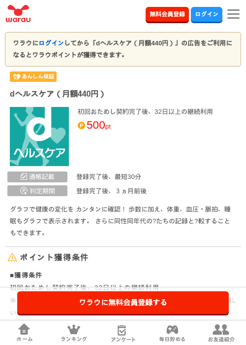 dヘルスケアの過去最高画像（ワラウ・2026年4月1日）