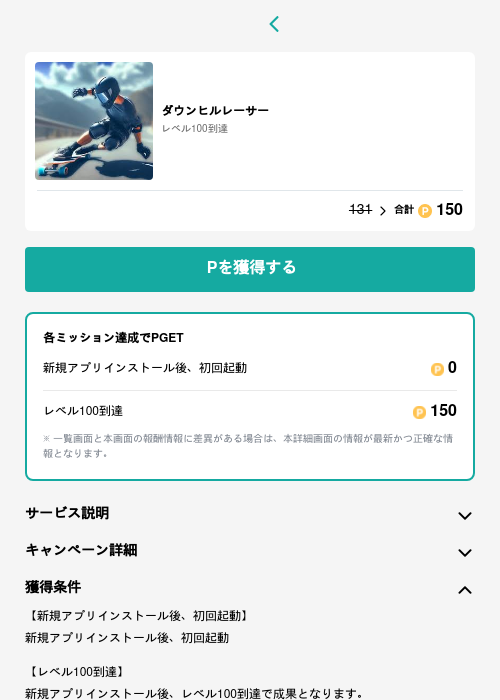 ダウンヒルレーサーの過去最高画像（モッピー（GF Rewards）・2026年5月15日）