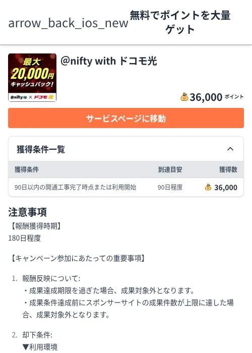 ＠nifty with ドコモ光の過去最高画像（ちょびリッチ（Zucks）・2026年6月5日）
