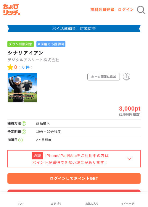 シナリアイアンの掲載記録画像（ちょびリッチ・2026年4月30日）