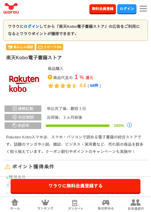 楽天koboの過去最高画像（ワラウ・2026年4月3日）