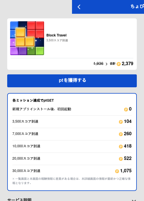 Block Travelの過去最高画像（ちょびリッチ（GF Rewards）・2026年5月19日）